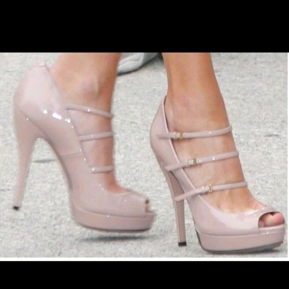 Gucci "Lisbeth" Vernice Crystal Strappy Heels